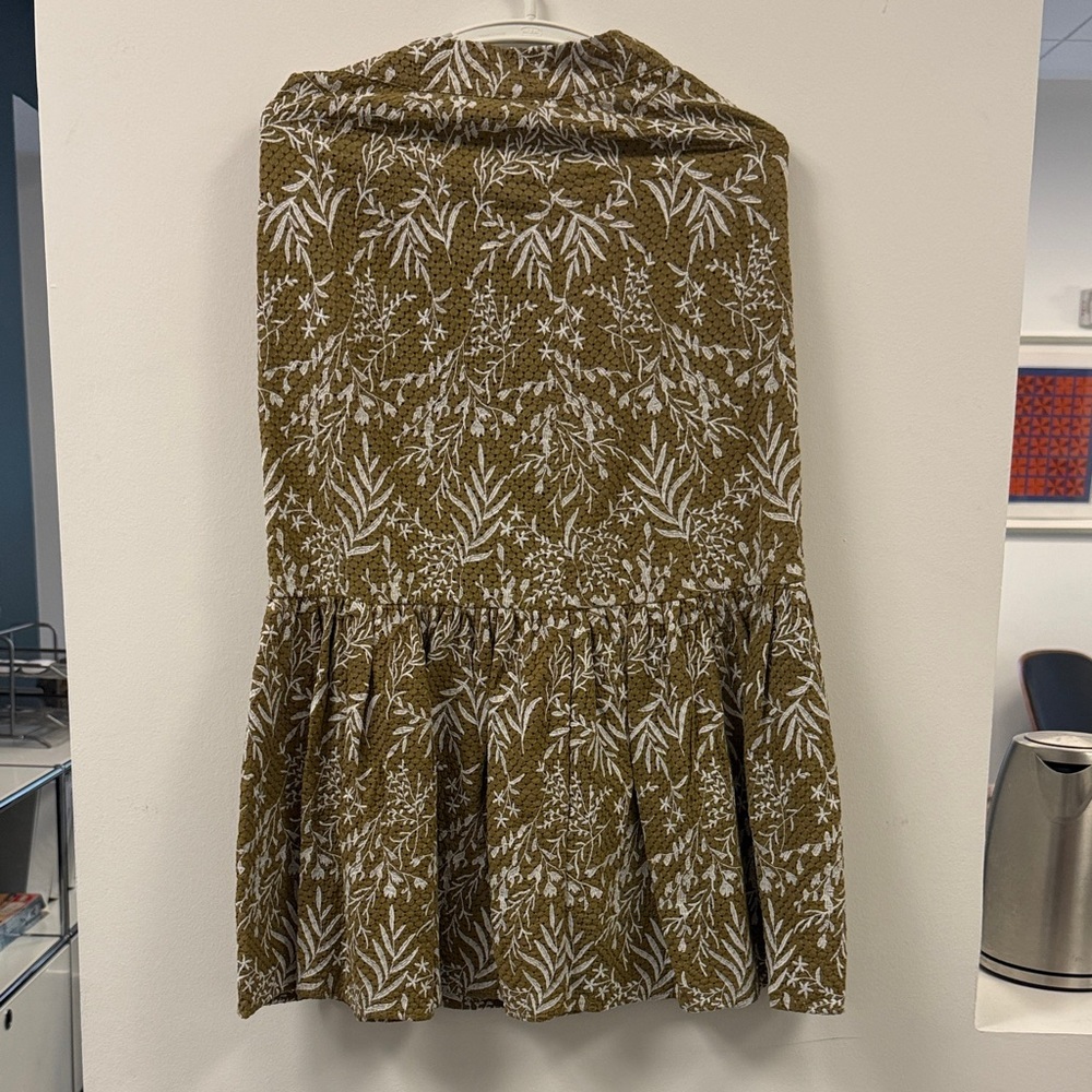 Zara Olive Green Floral A-Line Skirt